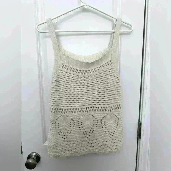 Lucky Brand Tops - Lucky Brand Cream Crochet Knit Tank Top Size S